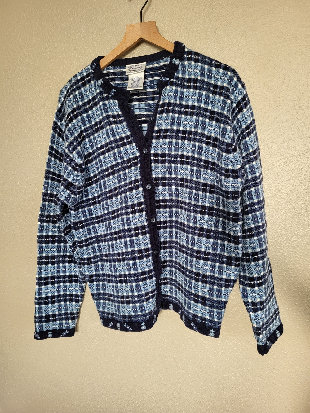 Northern Reflections Vintage Wool Blend Button-Up Cardigan Sweater Size LG